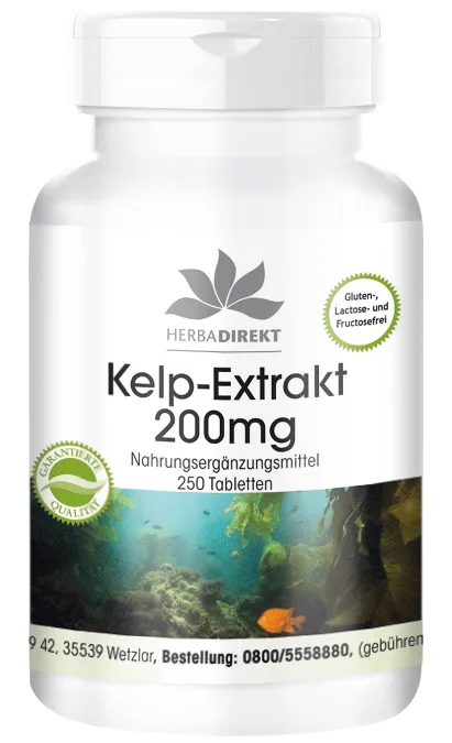 Kelp-Extrakt 200mg mit 300µg Jod 250 Tabletten
